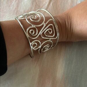 Elegant Silver Swirl Cuff Bracelet